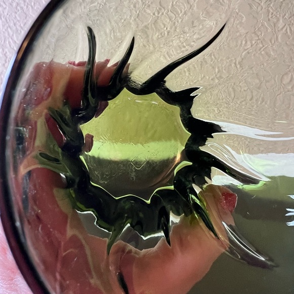 Vintage ‘Crisa’ Libbey Glass Tumbler in Olive Green w Swirls, Water Glass, Whisk - Picture 7 of 8